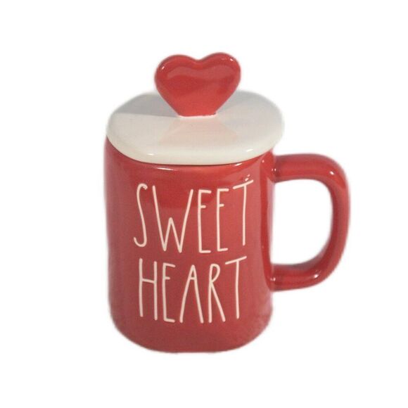 Rae Dunn Other - Rae Dunn Sweet Heart Mug with Heart Lid Topper Red White Valentine
